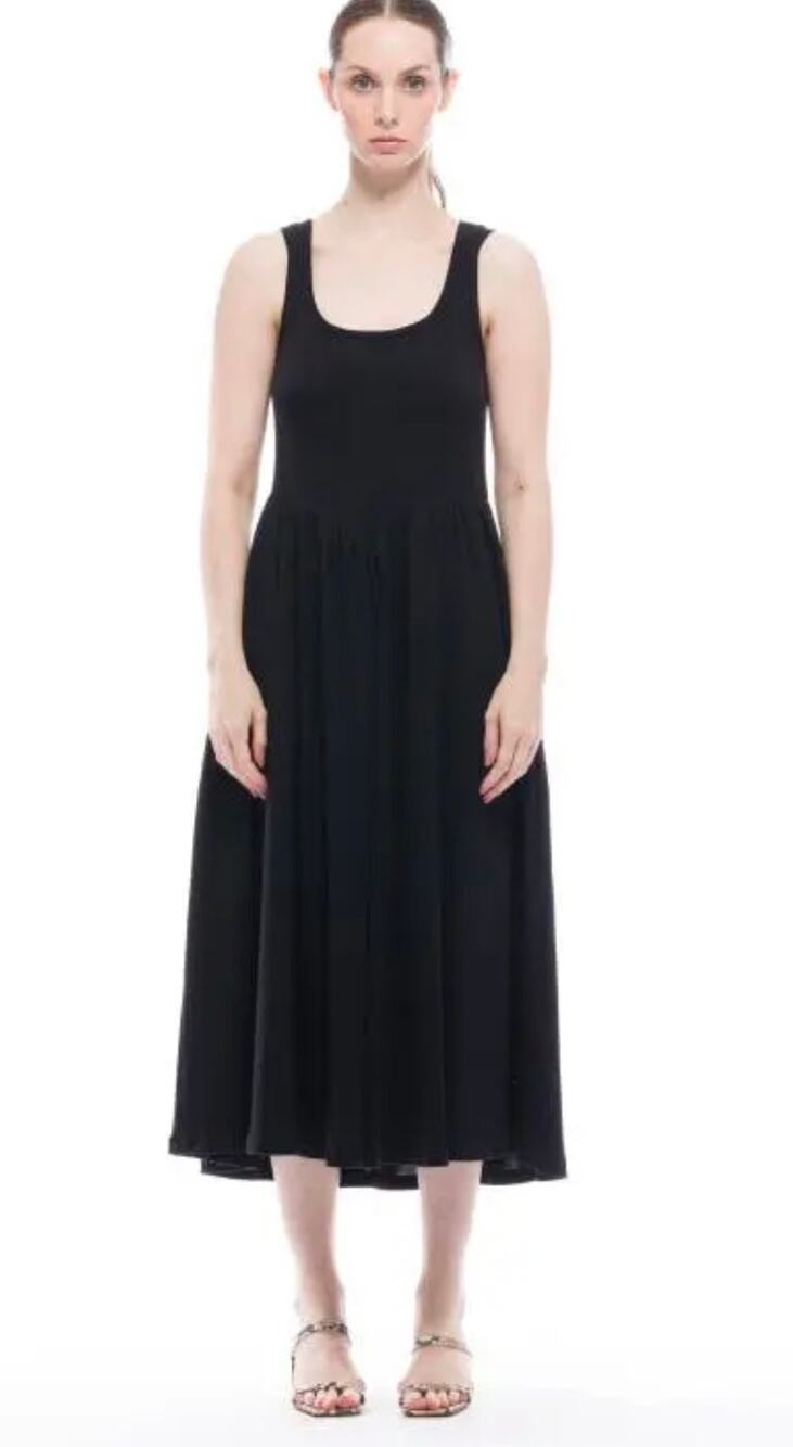 Toit Volant Black Sleeveless Tank Midi Dress with Pockets Size XL